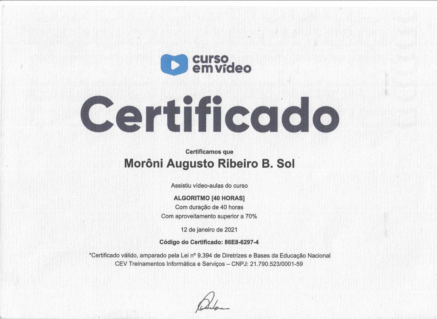 Certificado Logica de programação