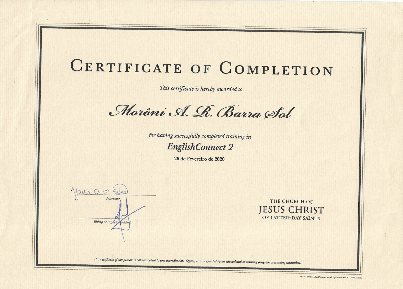 Certificado de inglês