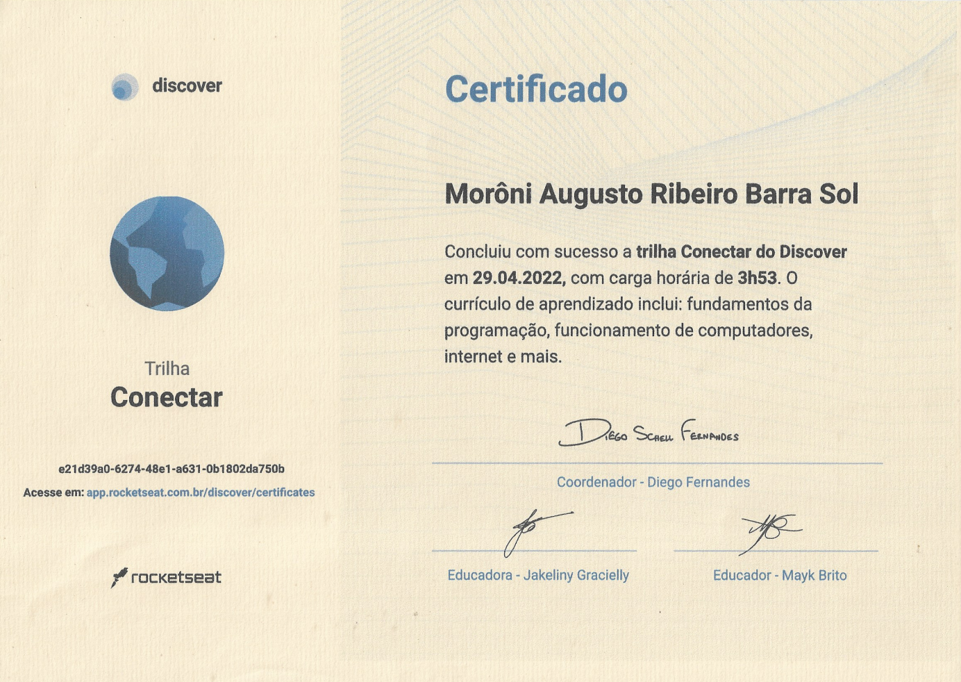 Certificado de desenvolvimento web