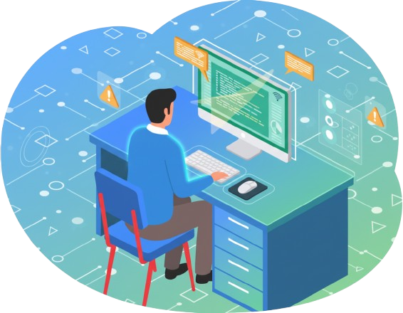 ilustração de um homem usando um computador